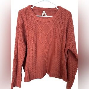Mudd Drop Shoulder Cable Oversized Knit Sweater